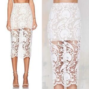 NWT Stone Cold Fox Sheer White Floral Lace Elliot Pencil Skirt size 1 boho